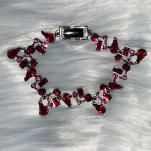 Matching Set - Purple & Pink Jeweled Costume Bracelet AND Matching Earrings